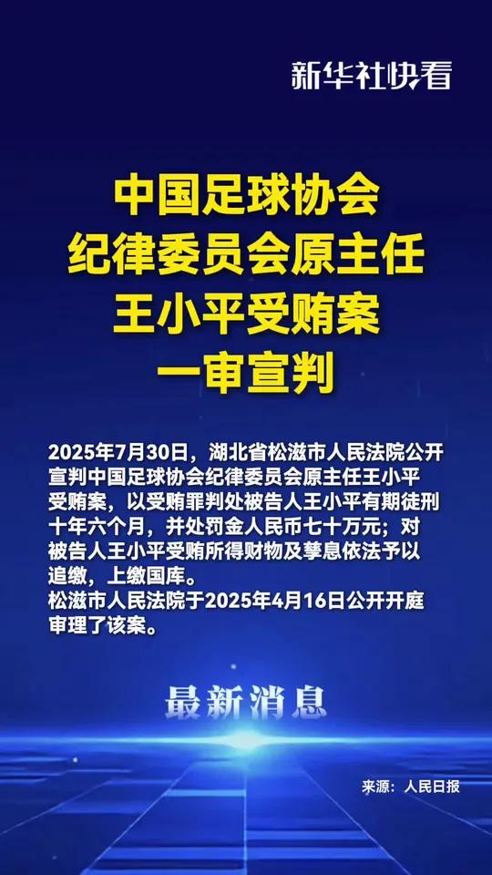 足协原纪律委员会主任王小平一审获刑10年6个月罚70万(中国足协纪律委员会主任王小平)